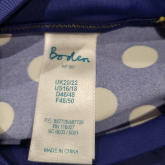 Boden Size 16/18 Blue Polka Dot Rashguard Swim Top - Picture 4 of 6
